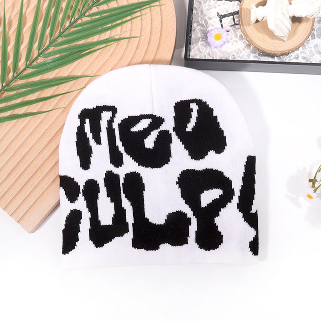 Hip Hop Letter Y2k Beanie Hat With Warm Acrylic Fabric For Streetwear And Fall Outdoor Activities