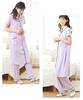 Nissen Maternity Loungewear Pajamas, Summer, Women, Nursing Wear, Comfortable Front-Button Short-Sleeve, Pre/Postnatal, Navy, Size 4L