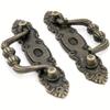 Art Base Zinc Alloy Lift Ring Pulls 4-Piece Set Vintage Bronze Siamese Handles for Drawers Cabinets Dressers