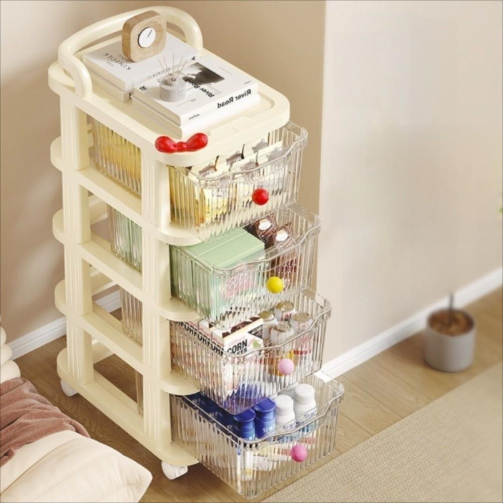 Transparent Drawer Storage Rack Trolley Style Household Storage Cabinet Trolley Storage Shelf Home