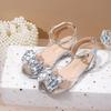 Girls Flat Sandals 2026 Fairy Style Rhinestone One-Buckle Princess Shoes Daily Outdoor Casual