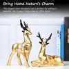 Набор из 2 смоляных скульптур оленей Хиран для домашнего и офисного декора в стиле природы, идеально подходит для любителей природы, прекрасный подарок для друзей и семьи (Золото)