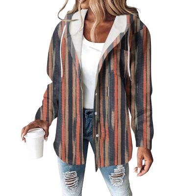 Толстовки женские зимние теплые толстовки на пуговицах с капюшоном и завязками на шнурке с принтом куртка пальто