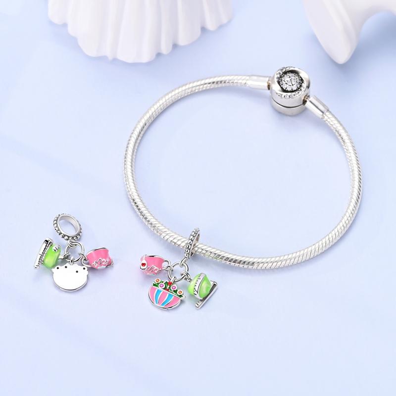 Copper Metal Charm Bead Components Authentic Original Popular Hot Dog Coke Apple Pink Flowers Bead Components Compatible With Bracelet High Quality