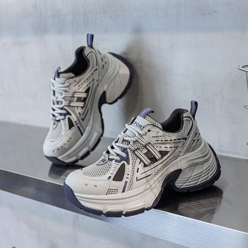 Spring silver dad shoes women's muffin thick sole increases height and shows small feet, breathable and versatile casual sports shoes