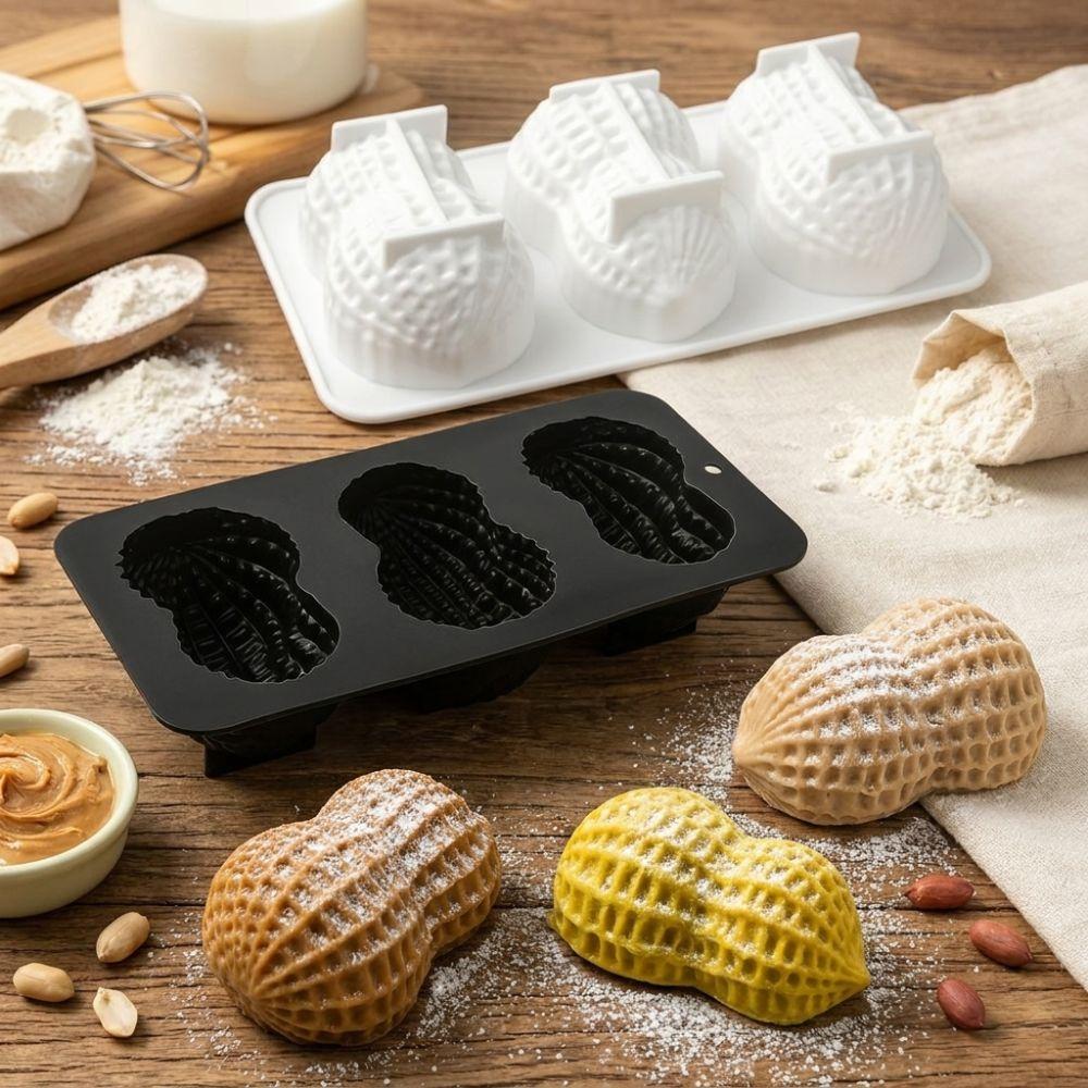 Food Grade Silicone Peanut Mousse Cake Mold 3-Cell Baking Mold New Dessert Bakeware Baking Tools