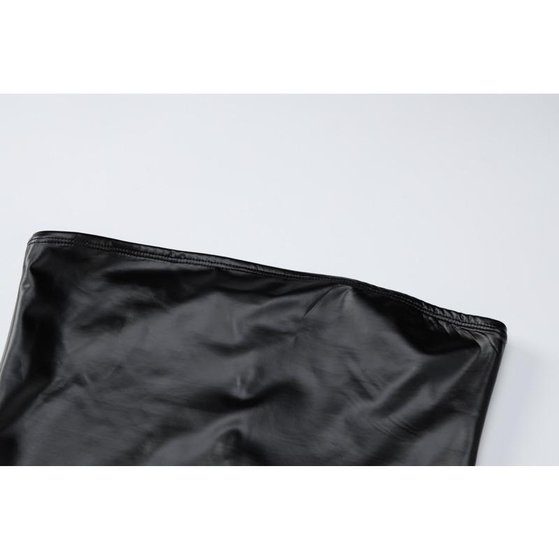 Women's Autumn Sleeveless Plunge Sexy Split Mid-Length Package Hip Dresses