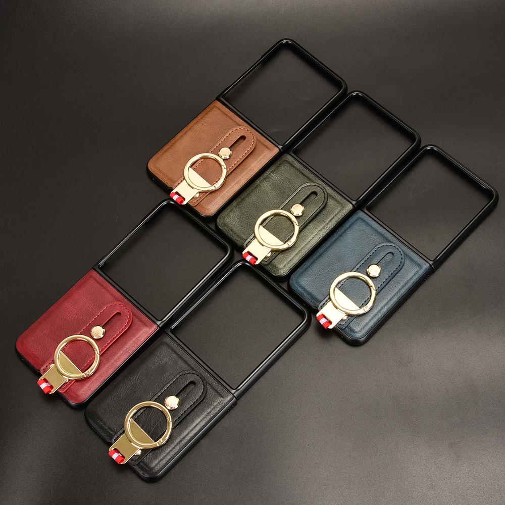 Роскошный кожаный чехол-подставка с браслетом для Motorola Razr 50 Ultra Moto Razr 40 Plus 2023, чехол с кольцом-открывателем, ультратонкий противоударный защитный чехол