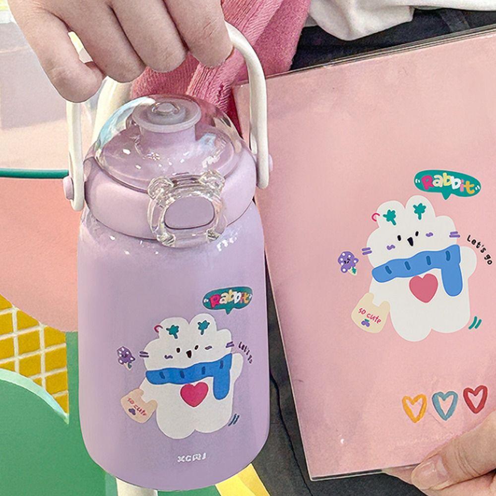 Large Capacity Vacuum Cup Cartoon Coffee Cup Cute Student Water Cup Gift