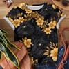 Смелый леопардовый принт золотой цветок женская футболка повседневная модная свободная удобная черная с коротким рукавом
