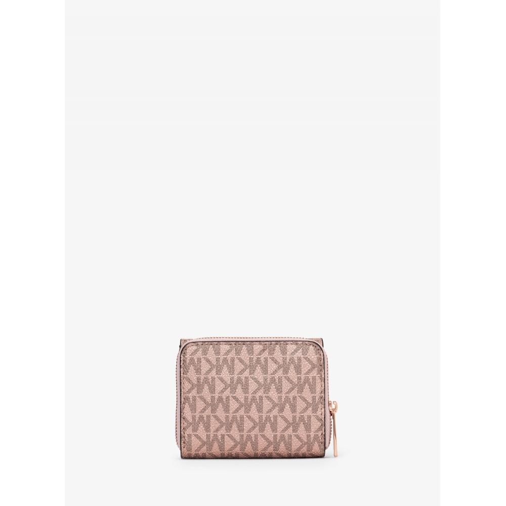 Michael Kors Кошелек Jet Set Travel со средней молнией, маленький, сsignature MK, цвет Rose Gold 35h1rtvz