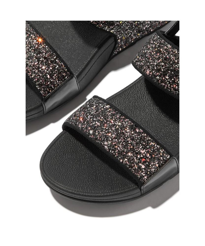 Женские сандалии Fitflop Lulu с ремешком на пятке, многоцветный глиттер - Черный Мульти (Ft64K2S225)