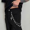 Pants Chain Faux Pearls Metal Flower Decor Wallet Chain Multi-layered Design Hip-hop Style Wallet Chain Wearable Art Accessory