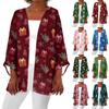 Women's Casual And Fashionable Christmas Printed Lightweight Mid Length Jacket Cardigan