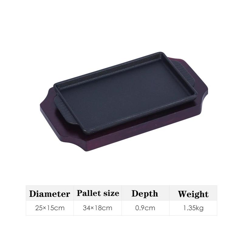 Домашняя жареная тарелка для стейка Коммерческая сковорода для барбекю Индукционная плита Газовая чугунная сковорода Сковорода для стейков Железная тарелка Горящие плиты