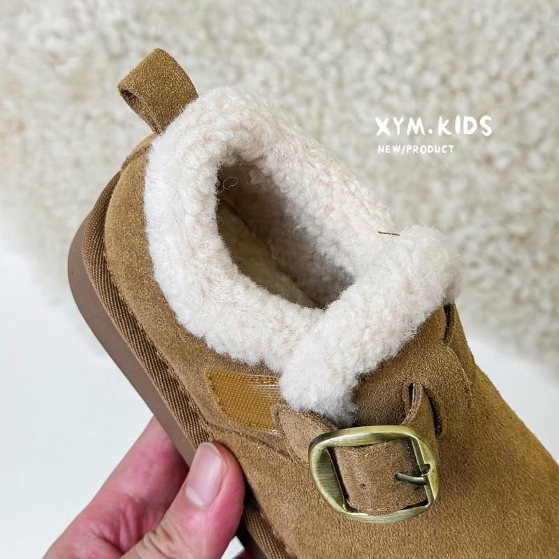 Kids Winter Snow Boots Boys Girls Faux Suede Upper With Warm Sherpa Lining Rubber Sole Ankle