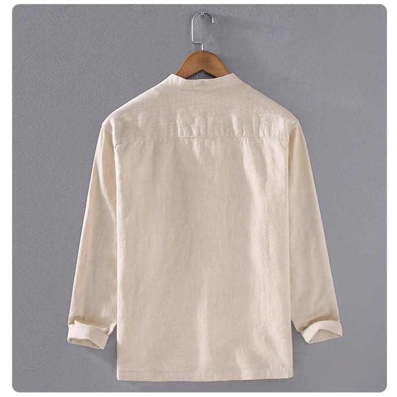 Мужские рубашки в стиле Тан, традиционные даосские рубашки в китайском стиле, весенняя мужская одежда, повседневные мужские топы из хлопка и льна с длинным рукавом