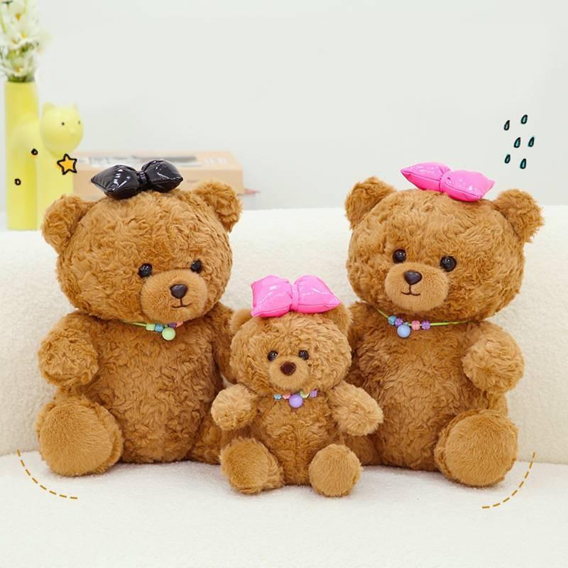 Милый плюшевый мишка с бантом, милая мультяшная девочка, кукла для украшения детской спальни, подарок