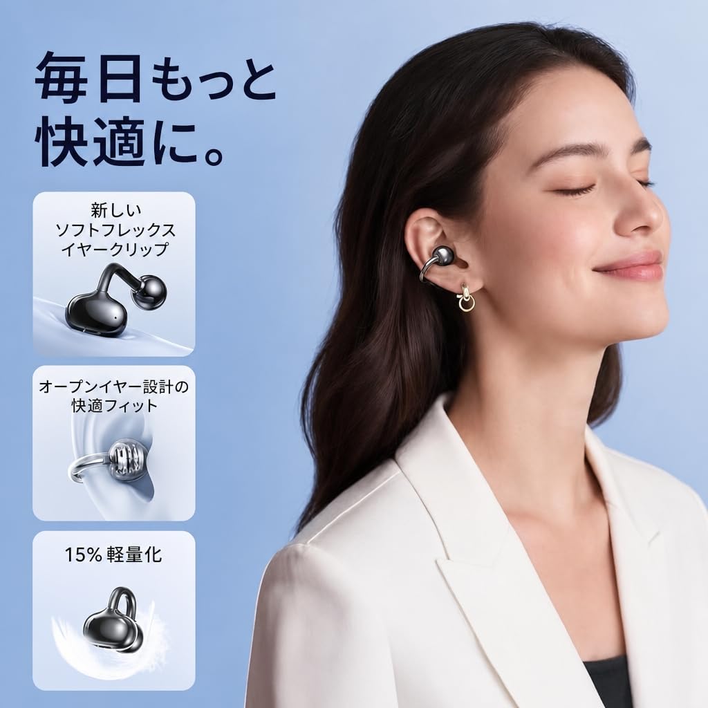 Kinglucky Ear Cuff Sound Wireless Open at 4g Earphones "Improved Quality" Earphones, Ultra-Lightweight