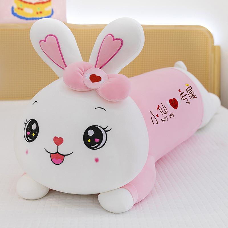 Cute Rabbit Plush Toy With Bow And Embroidery Design For Sleep Kids Girls Girl Bedroom Decor
