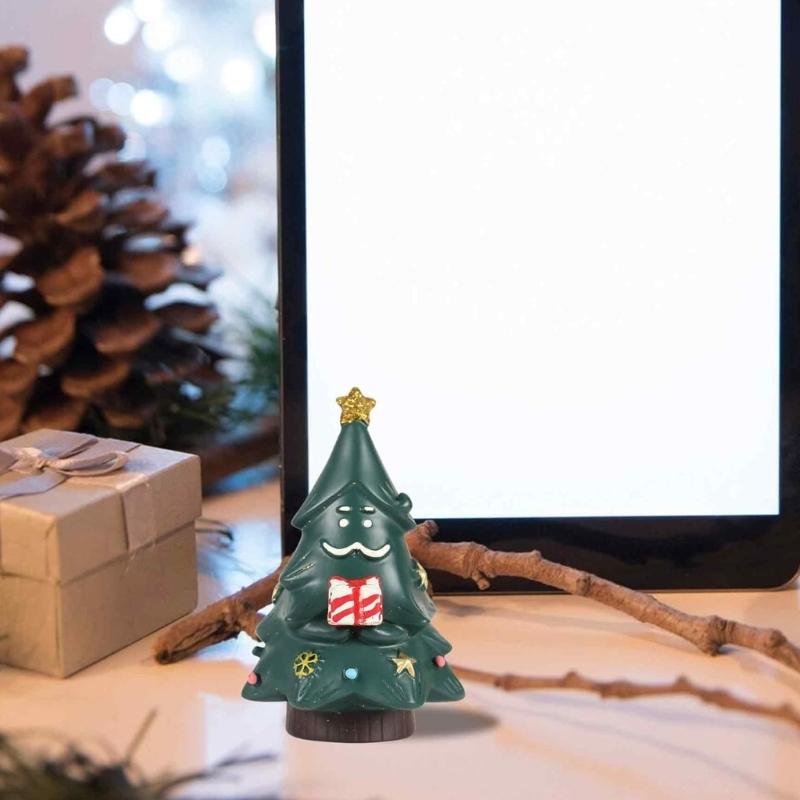Miniature Festival Pine Sculpture Handcrafted Resin Christmas Tree Desk Decoration For Seasonal Celebration Display