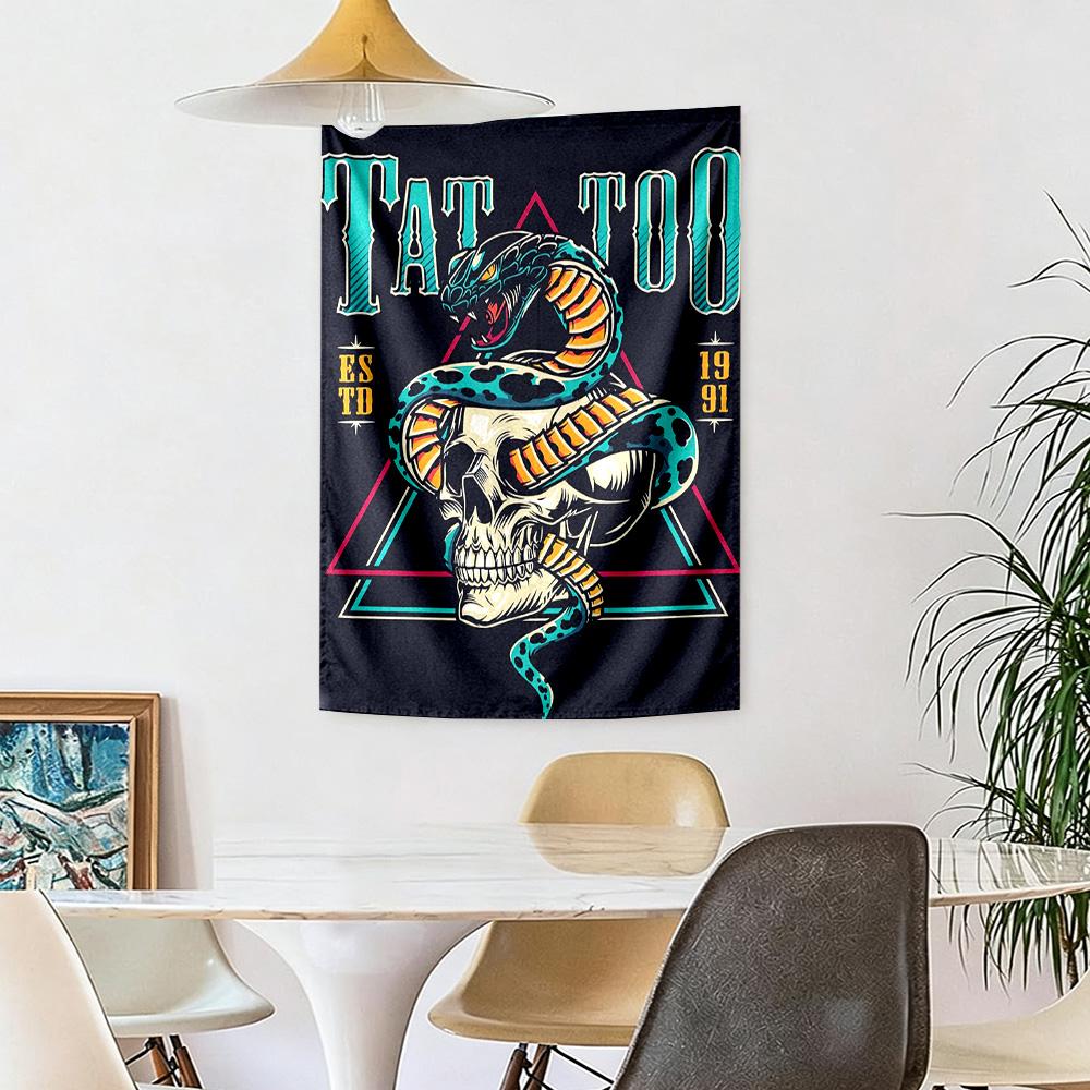 Tattoo Style Wall Decor Tapestry Art For Pet Memorial Birthdaywedding Party Backdrop Family Gift