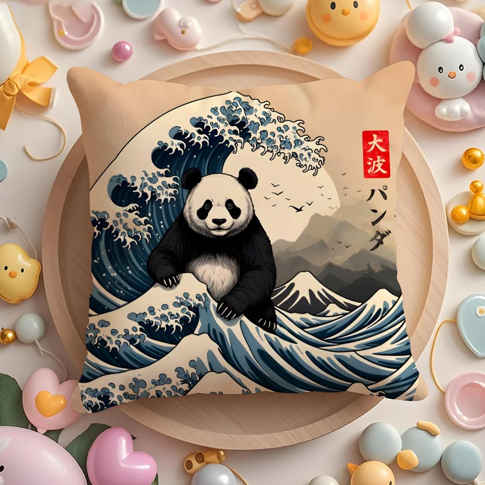 Animals The Great Wave Katsushika Hokusai Cushion Cover Plush Fabric Soft DoubleSided Printed Sofa Warm Home Gift Pillow Cover