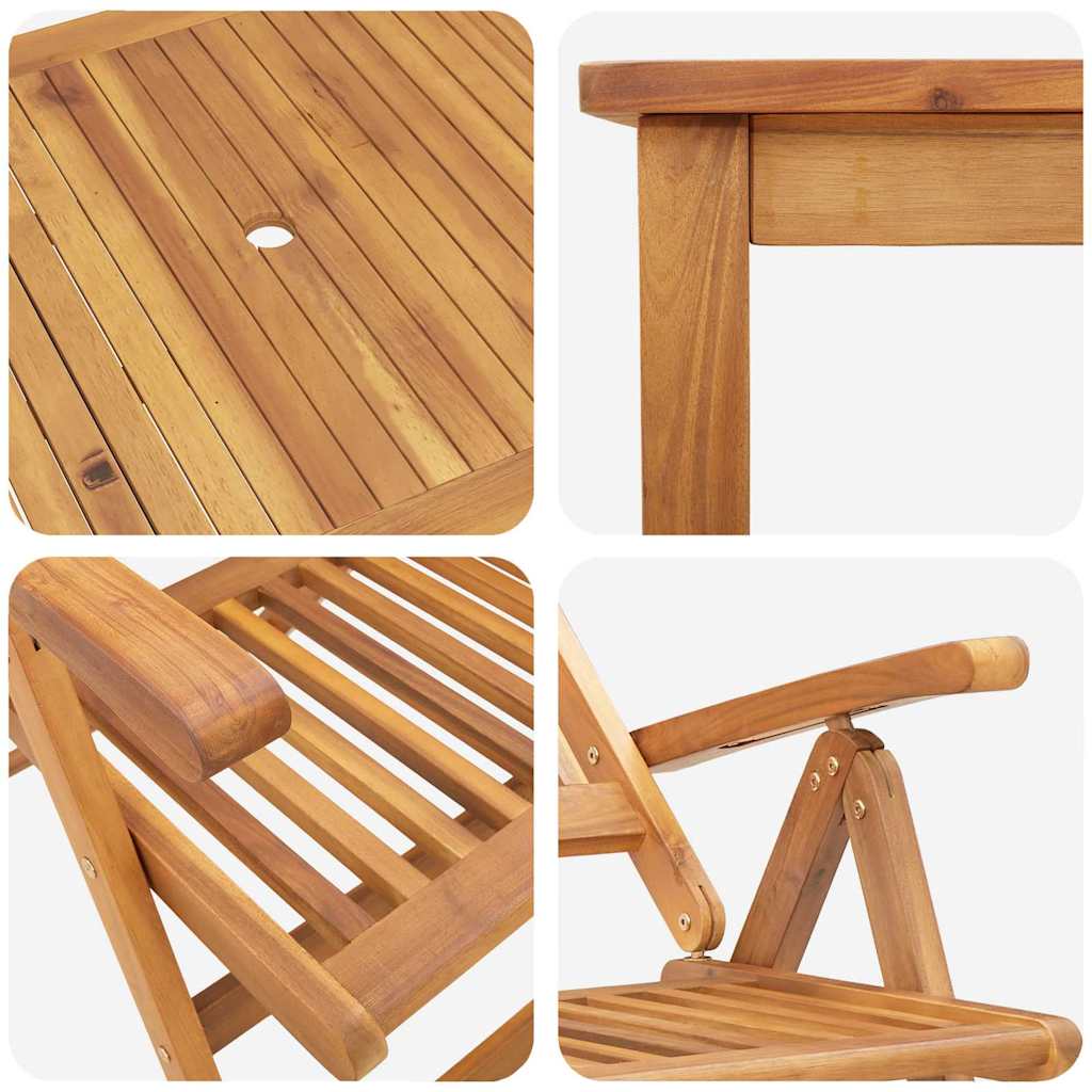Foldable Garden Dining Set 7 pcs Brown Solid Acacia Wood