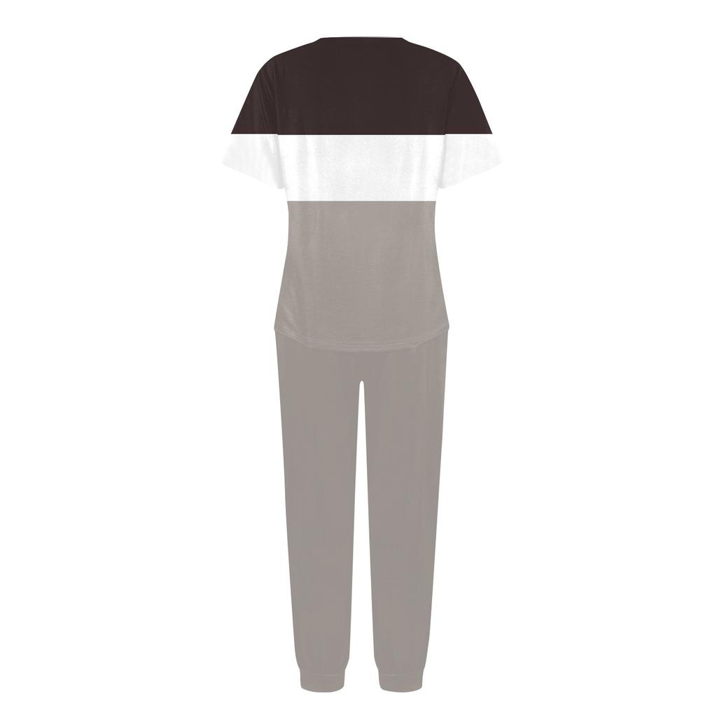 Женский спортивный костюм с круглым вырезом и коротким рукавом, свободные брюки