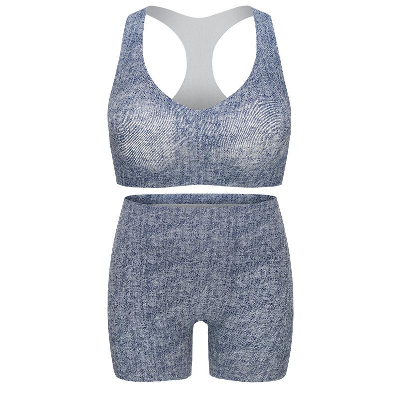 Спортивный бюстгальтер без следов без стального кольца, удобный костюм для йоги, съемные нагрудные подушечки, обтягивающие талию, шорты XS-XL