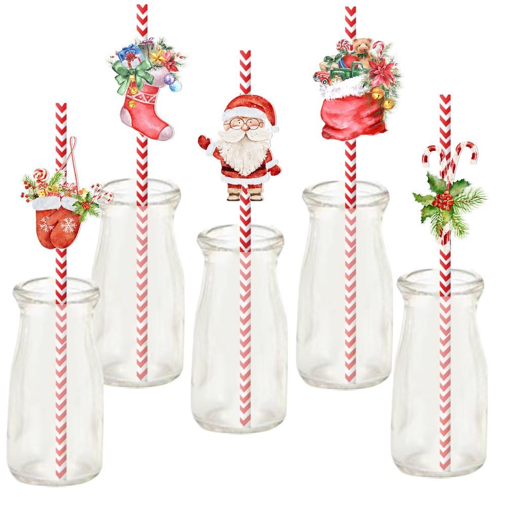 Рождественские украшения для вечеринок 24 шт. Снеговик, стакан для воды, одноразовые декоративные соломинки для напитков