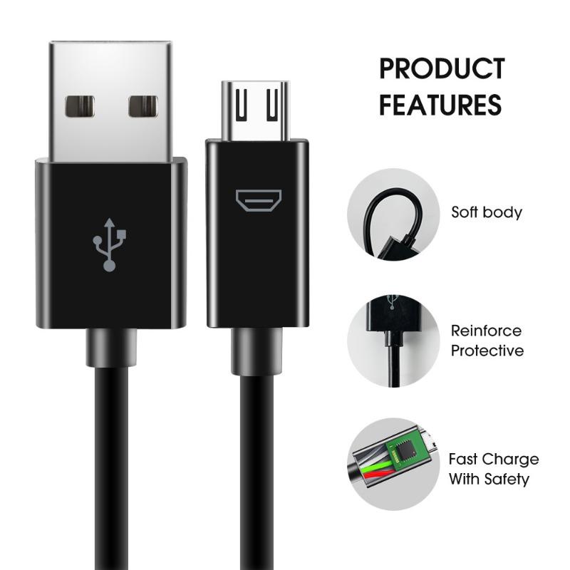 Универсальный кабель для передачи данных Micro USB 1 м / 2 м / 3 м Порт Micro USB для телефонов Android Стандартная головка Перезаряжаемый Длинный парашютный кабель