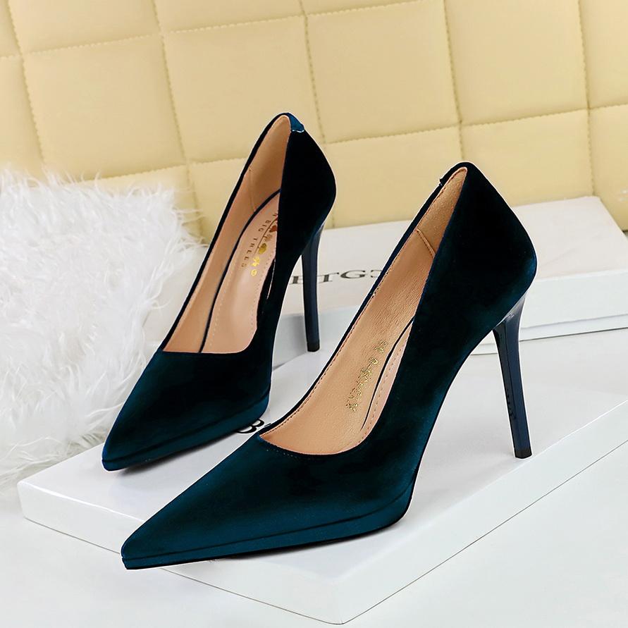 Туфли на сверхвысоком каблуке, водонепроницаемая женская платформа, тонкий каблук, неглубокий вырез, острый носок, утолщенная замша Xishi Single Shoes