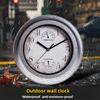 100% Waterproof Outdoor Wall Clock with Humidity Temperature Gauge Bathroom Kitchen Patio Shop Living Room Decorative Wall Clock