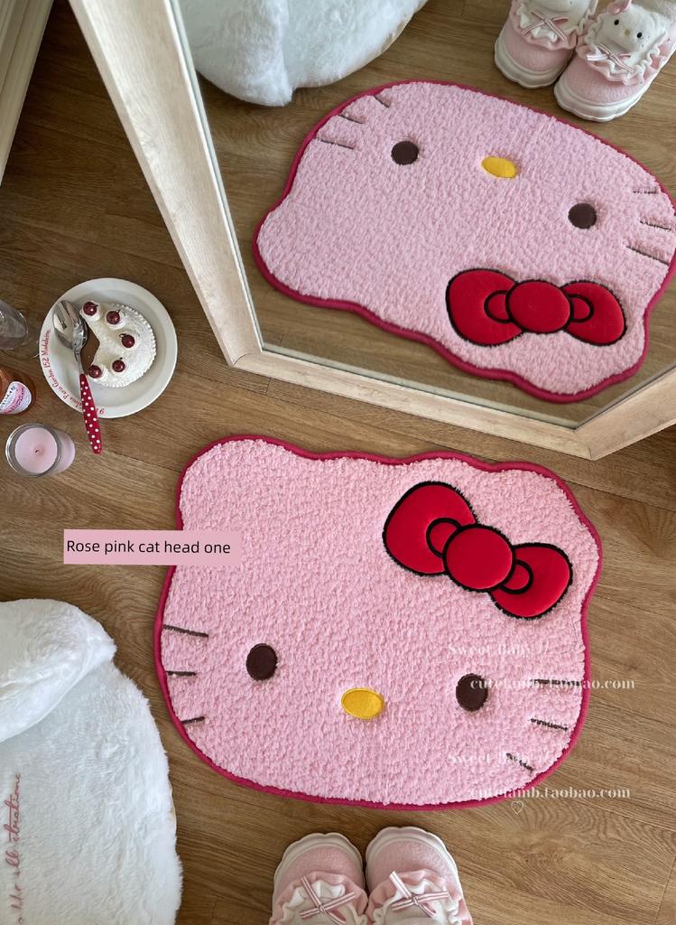Cutelamb "Kitty Party" Cartoon Plush Cat Floor Mat Bathroom Absorbent Soft Cute Carpet