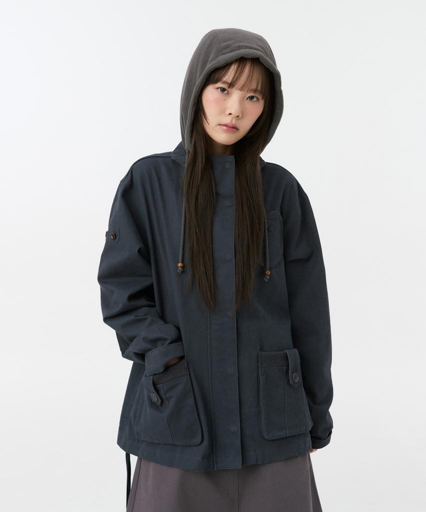 OHESHIO Round Pocket Fishtail Jacket, Navy