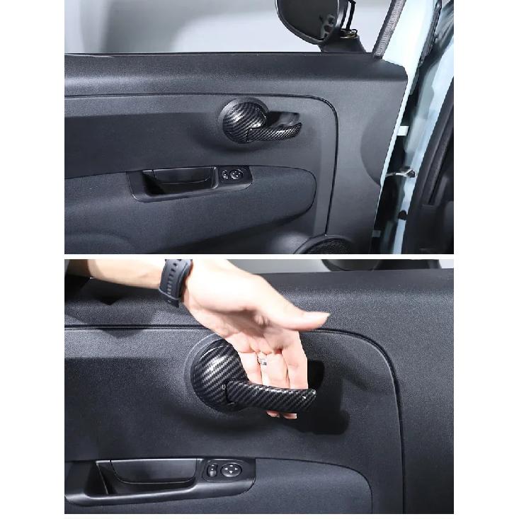 For Fiat 500 2010-2024 ABS Carbon Fiber Car Inside Handle Panel Frame Cover Trim Sticker Car Accessories