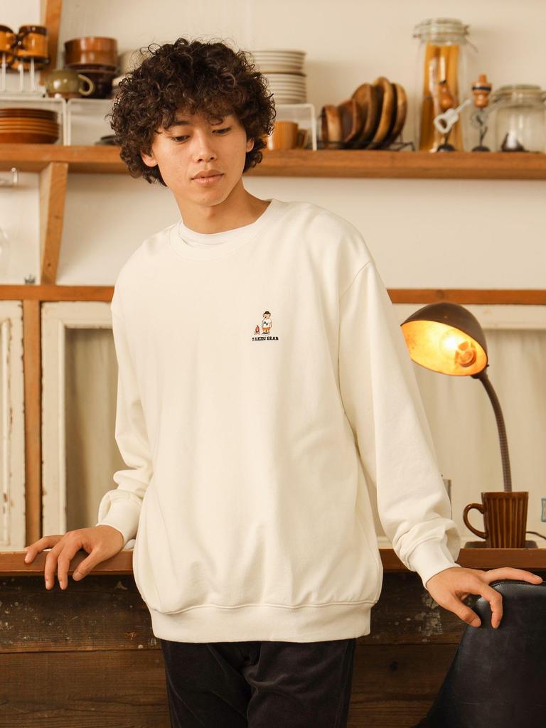 Beams Heart Takibi Bear Big Sweatshirt, Men's, OFF_WHITE, Size M