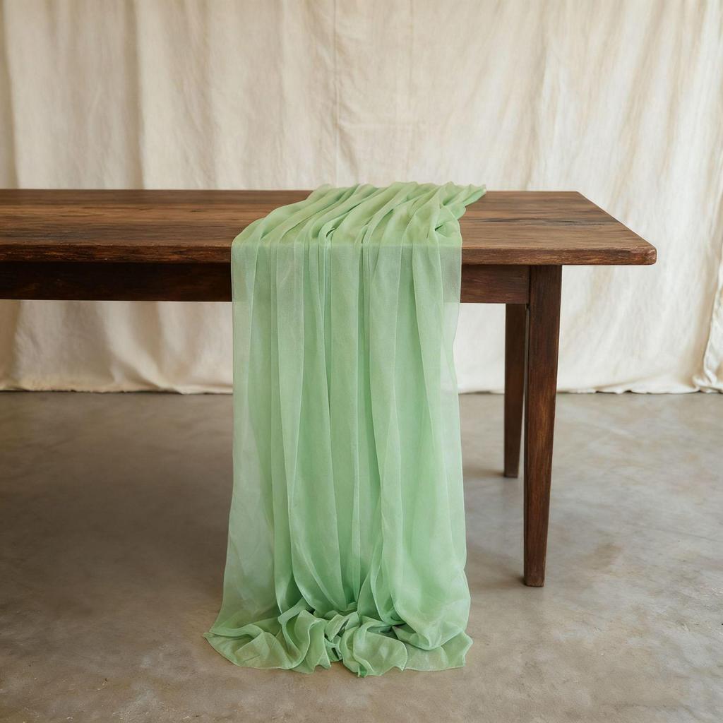 Nordic Wedding Voile Table Runner: Solid Chiffon Crepe Decoration for Dining and Parties