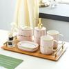 Полосатый позолоченный керамический набор для ванной комнаты туалетные принадлежности с подносом мыльницы стаканчик для зубных щеток туалетные принадлежности