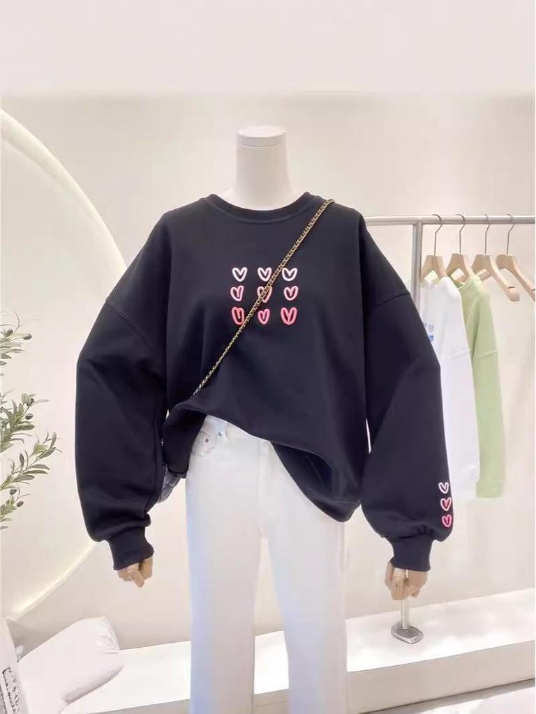 Новинка 2024 года, корейский принт «Любовь», женский свободный топ для весны и осени