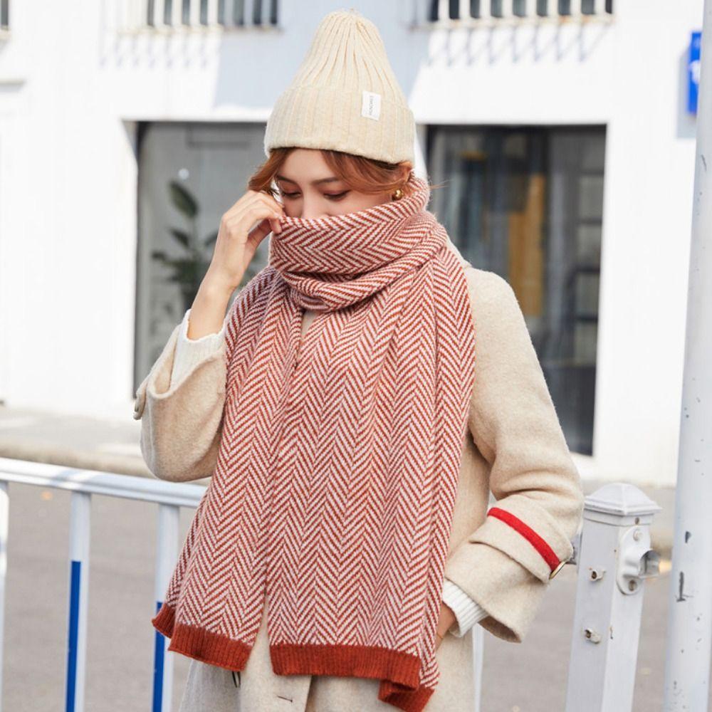 Thicken Winter Cashmere Scarves Plush Long Shawl Retro Imitate Cashmere Wool Scarf Autumn Winter
