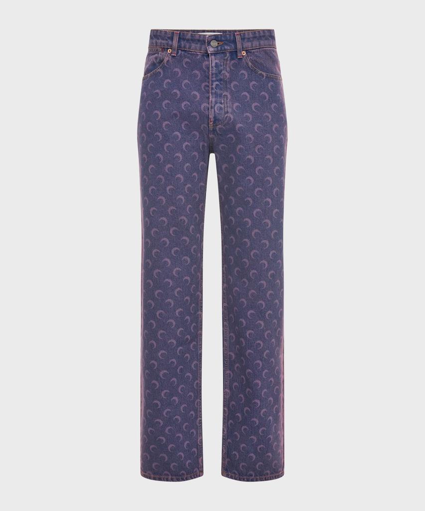 MARINE SERRE (M) Moon Laser Denim Oversized Jeans Lavender Moon Laser Denim Loose Jeans Pu20 Lavender