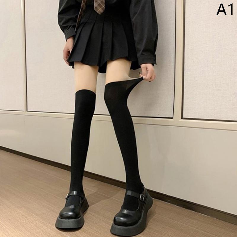 Sexy Patchwork Color Womens Pantyhose Fake Stockings Thighs High Stocking Black Color Silk Socks Japanese Style Jk Sock