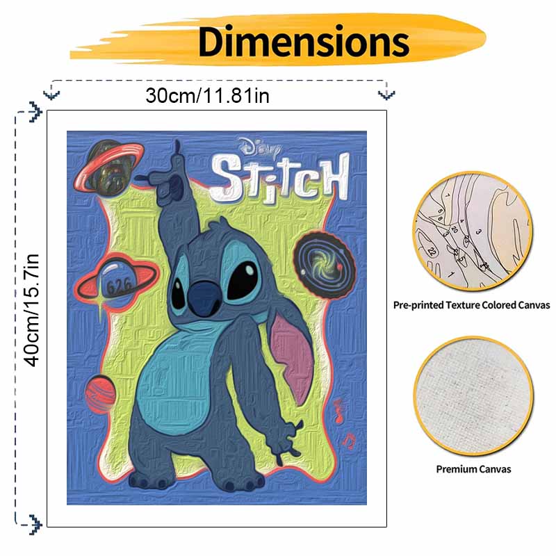 Disney Stitch space oil painting art painting kit, handmade diy art painting home wall decoration, creative canvas craft hobby gift