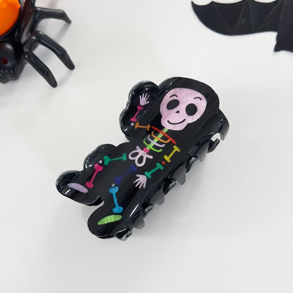 Acrylic Halloween Hair Claw Spider Skeleton Shark Clip Creative Halloween Themed Gripper Women