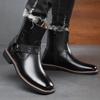 Повседневные высокие мужские кожаные туфли Модный британский стиль дизайна Повседневные уличные прогулки Деловая офисная обувь Популярно
