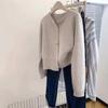Women's Pure Wool Short-Sleeved Knitted Cardigan - Round Neck, Slim Fit, Perfect for Autumn and Winter