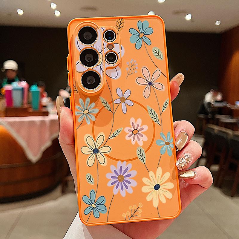 Чехол с цветочным узором «Лавандовый Пион Роза» для Samsung Galaxy S26 Ultra S25 Edge S24 Plus S23 FE S22 A17 A54 A55 A56 A57 5G Магнитный Для Magsafe Чехол