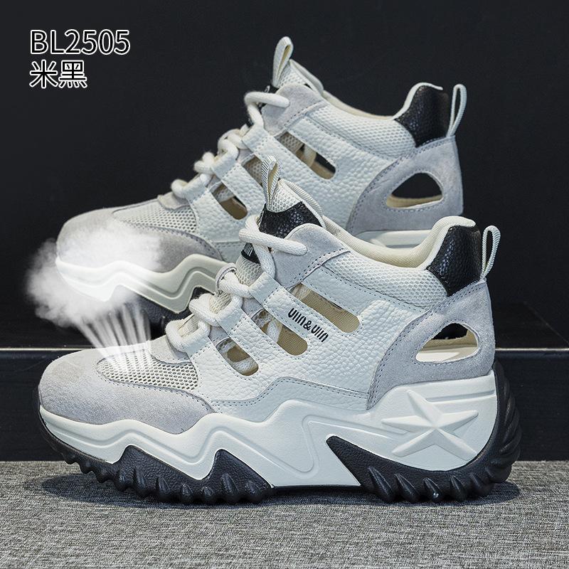 Высокие кроссовки на толстой подошве в стиле 'dad shoes' Новые летние дышащие сетчатые повседневные маленькие повседневные сандалии